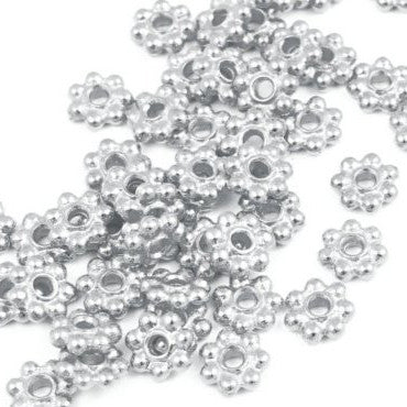 Bright Silver Plated Daisy Spacer 6mm (200 pcs)