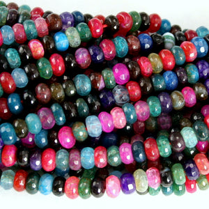 Multi-Color Dyed Agate Faceted Rondelle 10mm