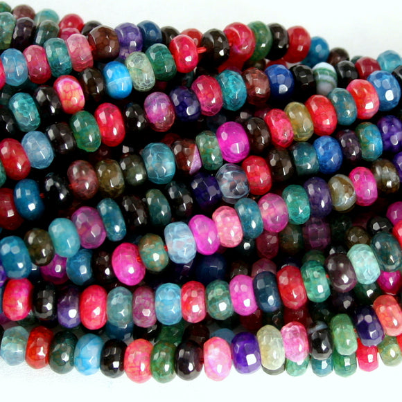 Multi-Color Dyed Agate Faceted Rondelle 10mm