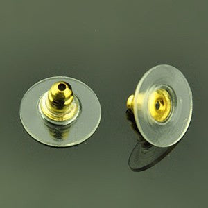 Gold Plated Brass Rubber Earnut 11x11x7mm (50 pcs)