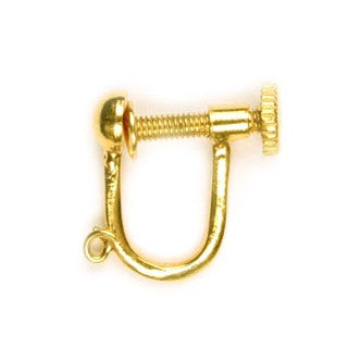 Gold Plated Brass Screw Clip with Half Ball & Ring (10 pcs)