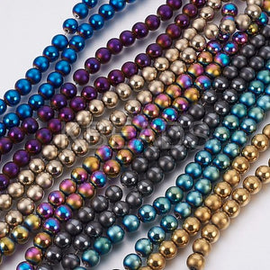 Electroplated Hematite Round Bead 3mm
