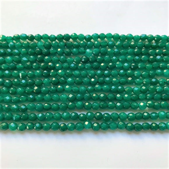 Emerald Green Jade Dyed Faceted Round 4mm