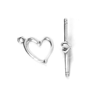 Antique Silver Curve Heart Toggle 17mm (10 sets)