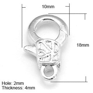 Silver Plated Brass Fancy Trigger Clasp 10x18mm (10 pcs)