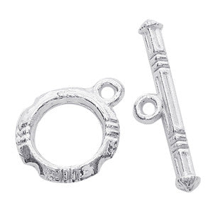 Silver Plated Brass Fancy Toggle 12mm (10 pcs)