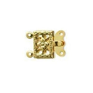 Gold Plated Brass Filigree 2-Loop Clasp 10x16mm (5 pcs)