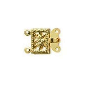 Gold Plated Brass Filigree 2-Loop Clasp 10x16mm (5 pcs)
