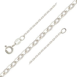 Sterling Silver Flat Cable Necklace Chain (0.35mm) 18" AT