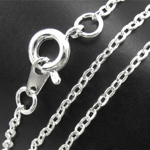 Silver Plated Brass Flat Cable Necklace Chain 1.5x2mm 18"