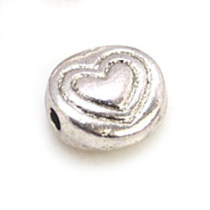Pewter Flat Round with Heart Spacer 6.5x3mm (50 pcs)