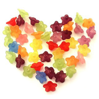 Acrylic Frosted Mixed Color Flower Bead Caps 10mm (100 pcs)