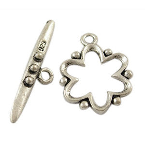 Pewter Flower Toggle Clasp 15mm (10 sets)