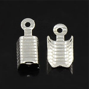 Silver Plated Brass Folding Cord End 5x13mm (40 pcs)