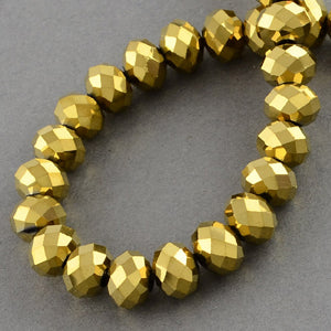 Chinese Crystal Faceted Rondelle - Gold Metallic