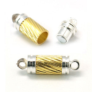 2-Tone Platinum & Gold Plated Brass Magnetic Tube Clasp 5x18mm (5 pcs)