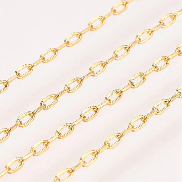 Gold Plated Brass Rectangular Cable 1x2mm Chain by Foot
