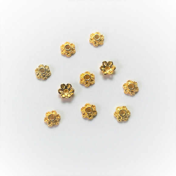 Gold Plated 6-Petal Bead Cap 4x1.5mm (200 pcs)