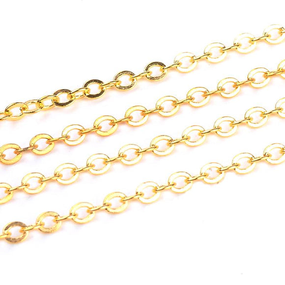 Gold Plated Brass Cable 3x3.5mm Chain by Foot