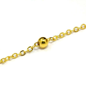 Gold Plated Brass Cable 2x2mm w/3mm Bead Chain by Foot (3 feet minimum)