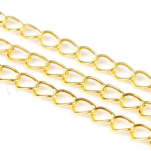 Gold Plated Brass Curb 3.5x5mm Chain by Foot (3 feet minimum)