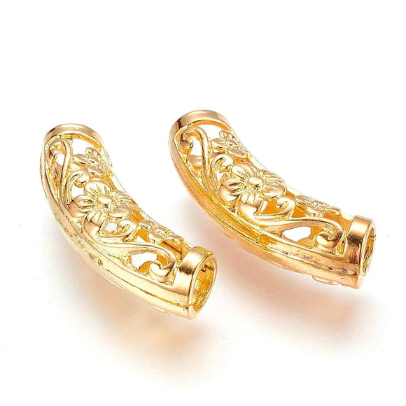 Gold Plated Curved Tube 25x7mm (5 pcs)