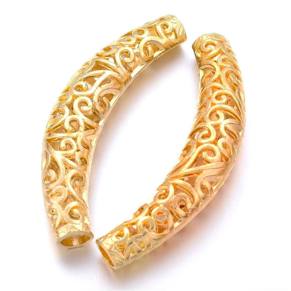 Gold Plated Curved Tube 66x12mm