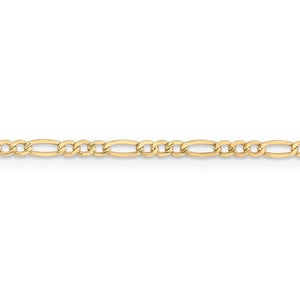 Gold Plated Brass Figaro 2.5mm Chain by Foot (3 feet minimum)