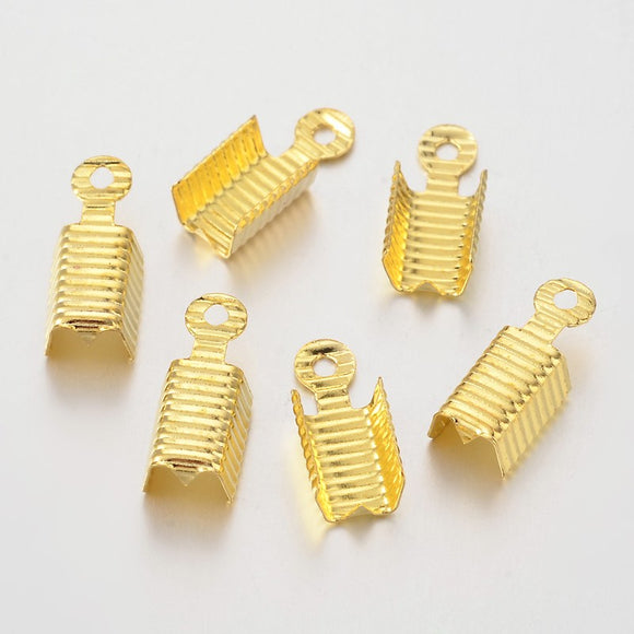 Gold Plated Brass Folding Cord End 5x13mm (40 pcs)