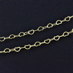 Gold Plated Brass Heart Cable 3.5x5mm Chain by Foot (3 feet minimum)