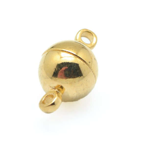 Gold Plated Brass Magnetic Ball Clasp 8mm (5 pcs)