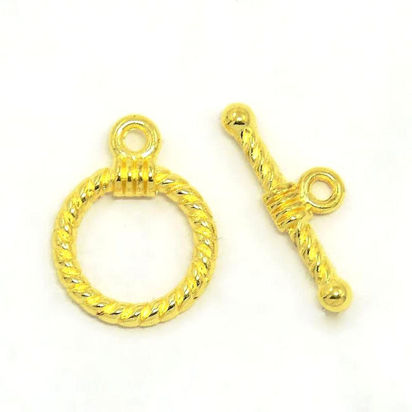 Gold Plated Rope Toggle 14mm (10 sets)
