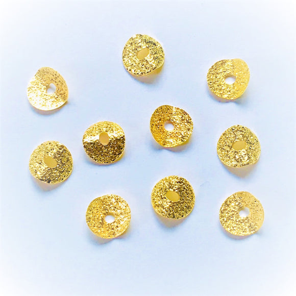 Gold Plated Brass Stardust Curve Disc 6.5x7mm (100 pcs)