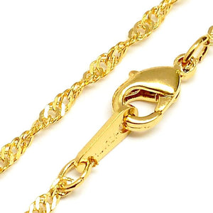 Gold Plated Brass Twisted Curb 2mm Necklace 18"