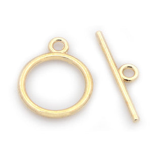 Gold Plated Brass Plain Toggle Clasp 15mm (10 sets)