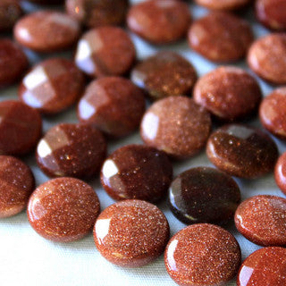 Goldstone Faceted Coin 12mm