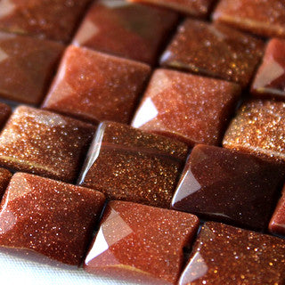 Goldstone Faceted Square 12mm
