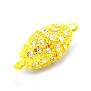 Gold Plated Rhinestone Oval Magnetic Clasp 12x25mm