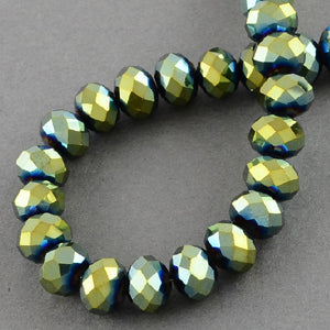 Chinese Crystal Faceted Rondelle - Green Metallic