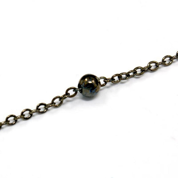 Gun Metal Cable 2x2mm w/3mm Bead Chain by Foot (3 feet minimum)