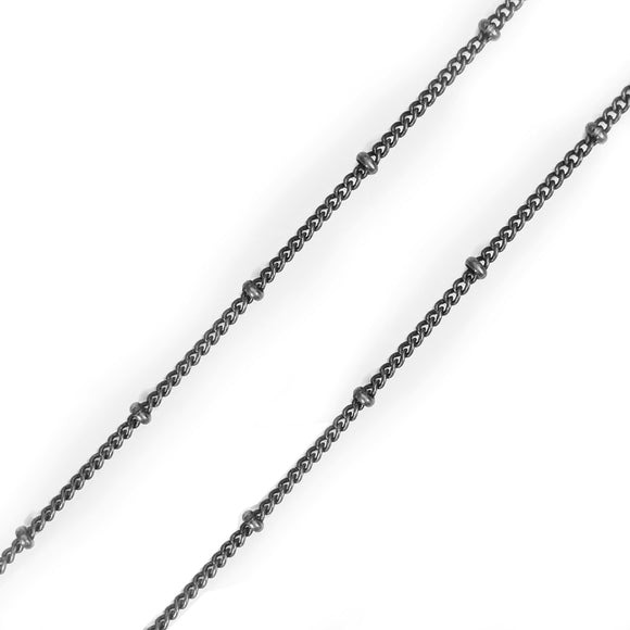 Gunmetal Curb 1.5mm with 2mm Rondelle Chain by Foot (3 feet minimum)