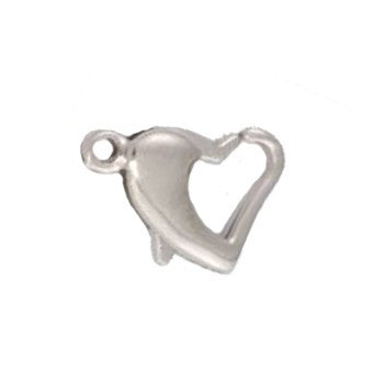 Silver Plated Brass Heart Trigger Clasp 7x10mm (20 pcs)