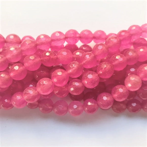 Hot Pink Agate Faceted Round 8mm