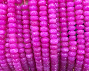 Hot Pink Jade Dyed Rondelle 6mm