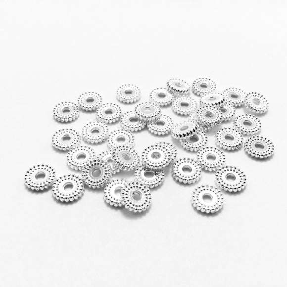 Silver Plated Fancy Disc 7x2mm (50 pcs)