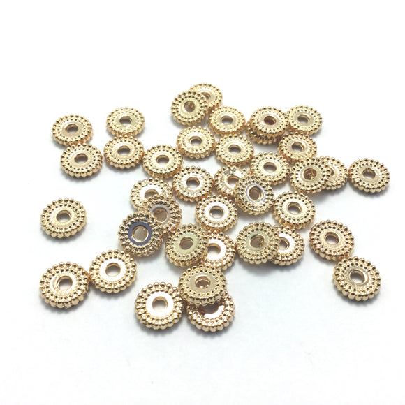 Light Gold Plated Fancy Disc Spacer 7x2mm (50 pcs)