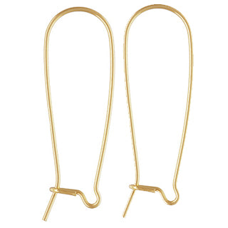 Gold Plated Brass Kidney Ear Wire 36mm (20 pcs)