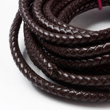 Leather Cord Braided Dark Brown 6mm (Sold by Foot)