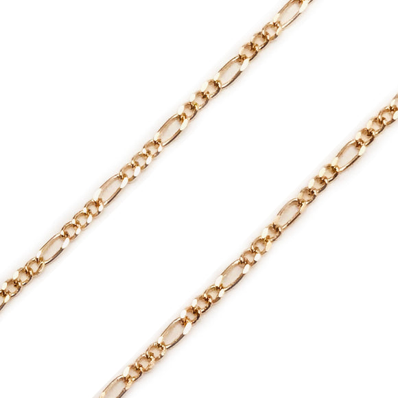 Light Gold Plated Brass Figaro 2.5mm Chain by Foot (3 feet minimum)