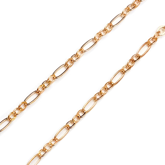 Light Gold Plated Brass Figaro 3.5mm Chain by Foot (3 feet minimum)